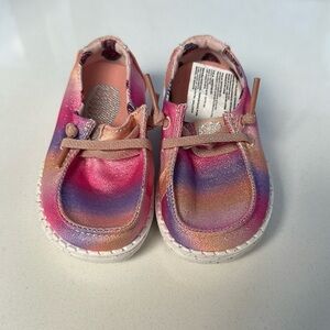 NEW Hey Dude Little Kids Wendy Sparkle Rainbow Slip On Shoes